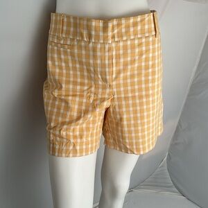 Ann Taylor The Metro Shorts yellow gold and white checker print